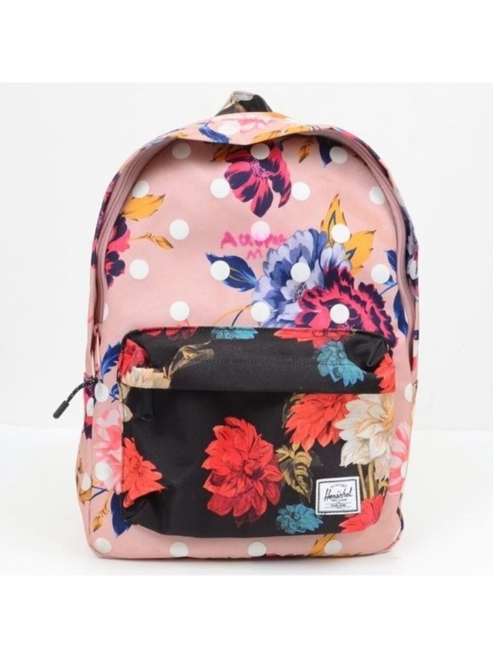 Herschel Nova Colorful Winter Flora Vintage Floral Black Polka Dot Backpack